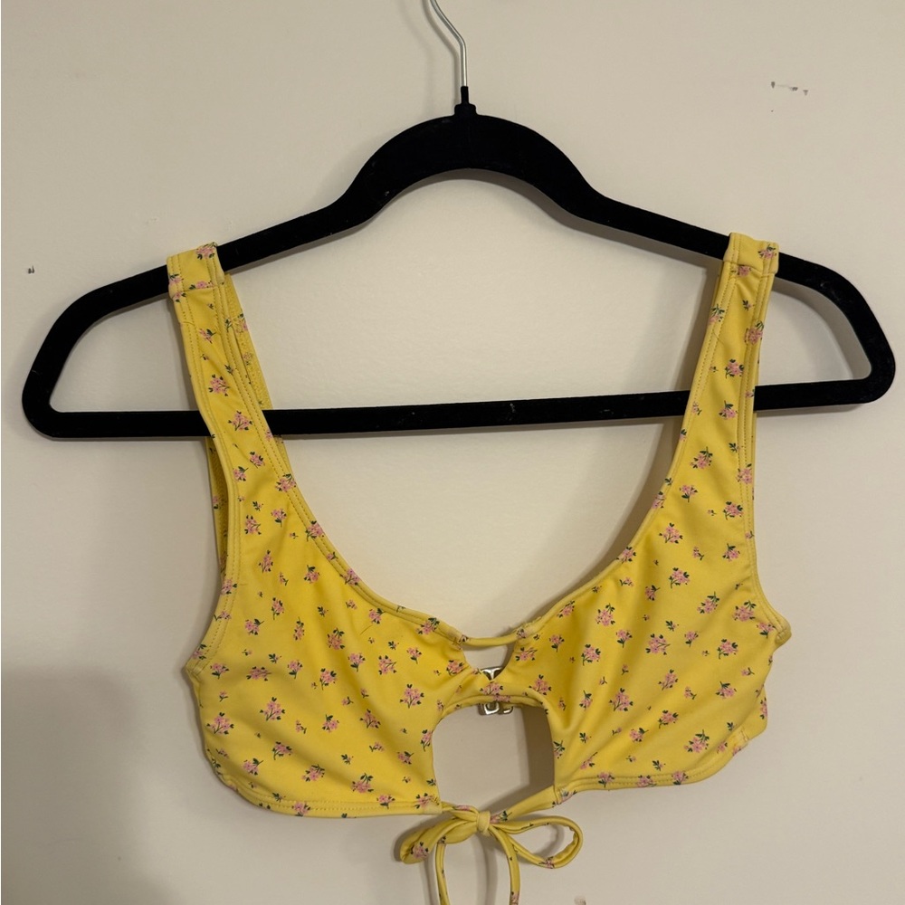 Yellow Floral Bikini Top